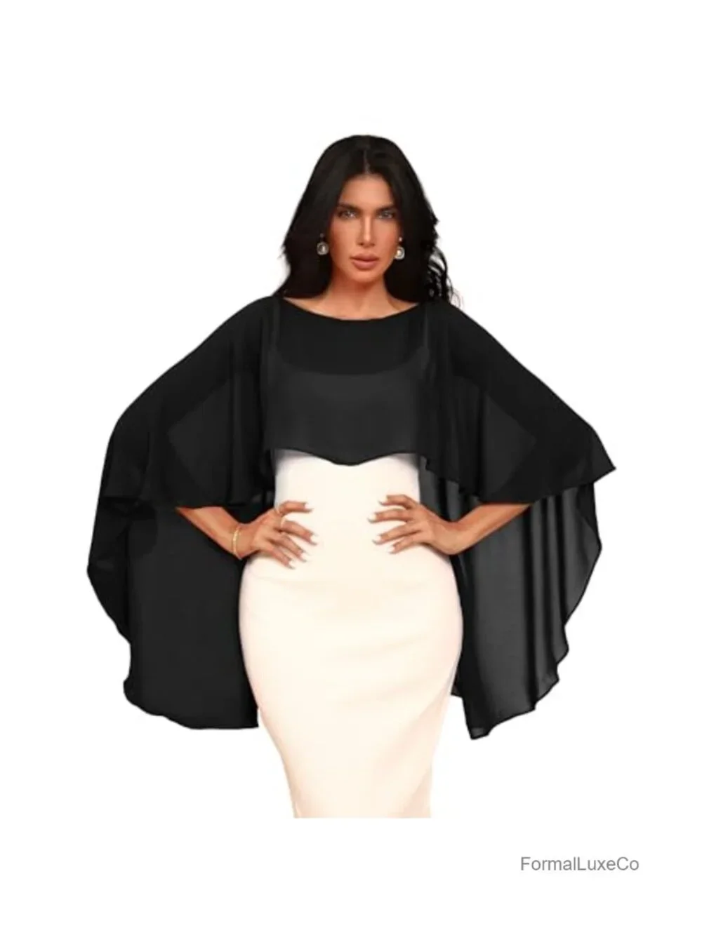 Chiffon Sheer Shawl Wrap Women's Evening Dress Wedding Cape Cover Up 1920s Shrug